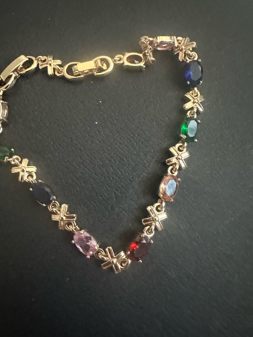 Gold-Tone Multicolor Crystal Link Bracelet - Women Jewelry